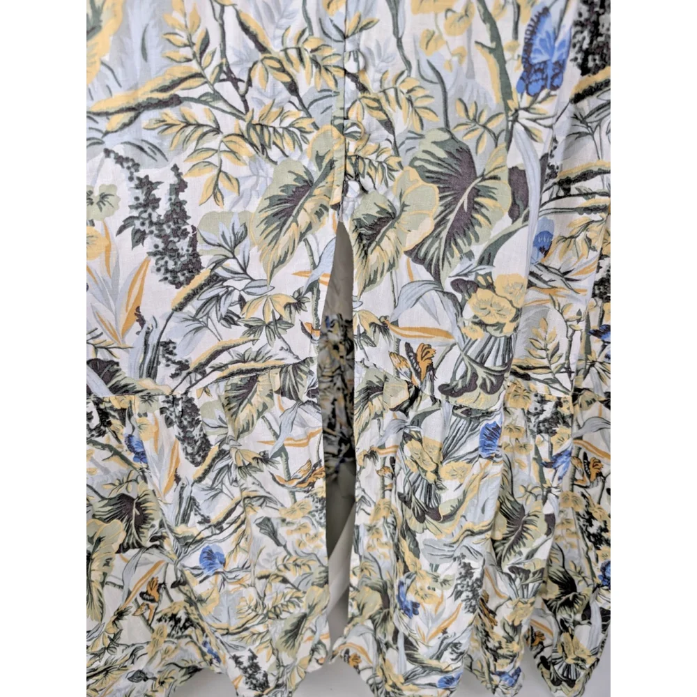 Abercrombie & Fitch Gabriella Linen Maxi Dress XXLP Floral Butterfly Cottagecore